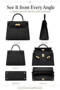 hermès kelly style black top handle bag – luxury structured leather handbag with gold hardware, elegant designer satchel for women