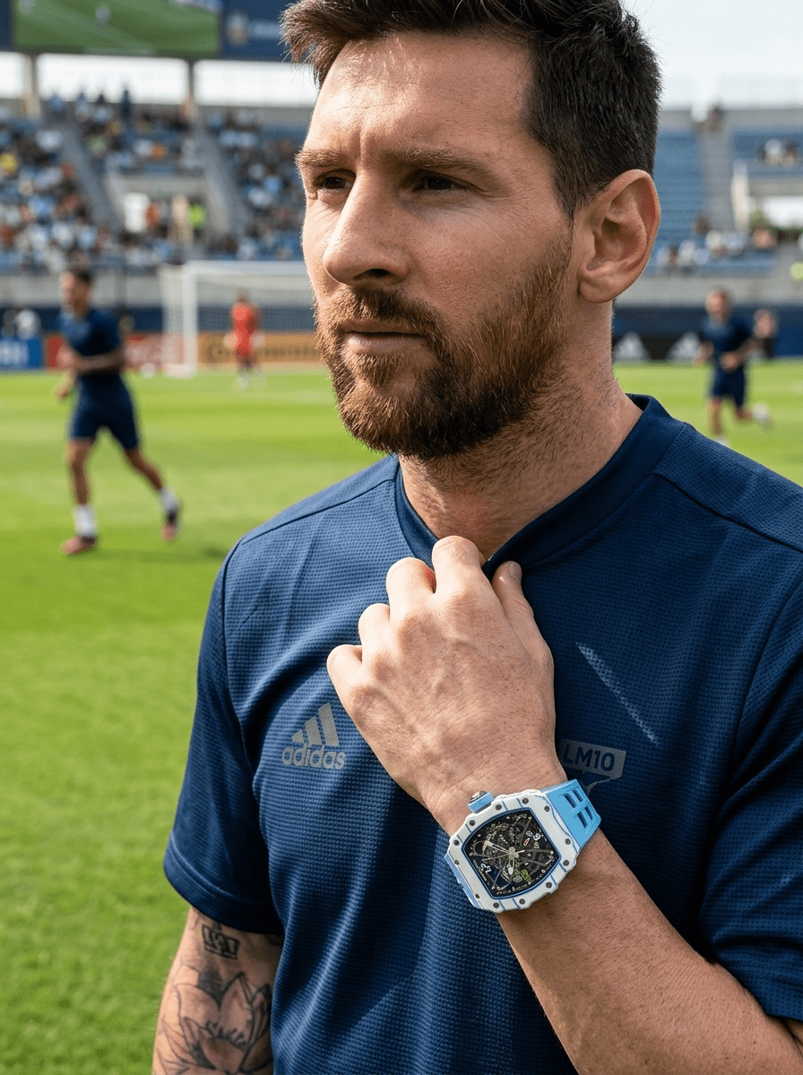 Lionel Messi wearing Richard Mille RM35-03 sport skeleton watch Lionel Messi wearing Richard Mille RM35-03 sport skeleton watch