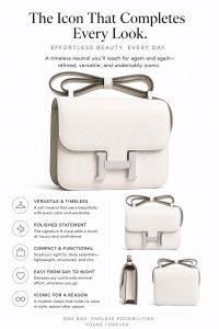 hermès constance mini shoulder bag – ivory textured leather crossbody bag with silver h clasp, luxury designer flap bag for women
