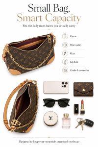 lv crescent hobo bag – iconic monogram canvas, gold chain accent, adjustable leather strap, luxury everyday shoulder bag