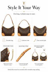 lv crescent hobo bag – iconic monogram canvas, gold chain accent, adjustable leather strap, luxury everyday shoulder bag