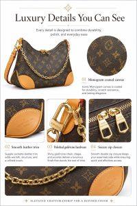 lv crescent hobo bag – iconic monogram canvas, gold chain accent, adjustable leather strap, luxury everyday shoulder bag