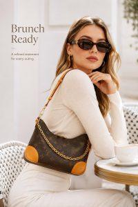 lv crescent hobo bag – iconic monogram canvas, gold chain accent, adjustable leather strap, luxury everyday shoulder bag