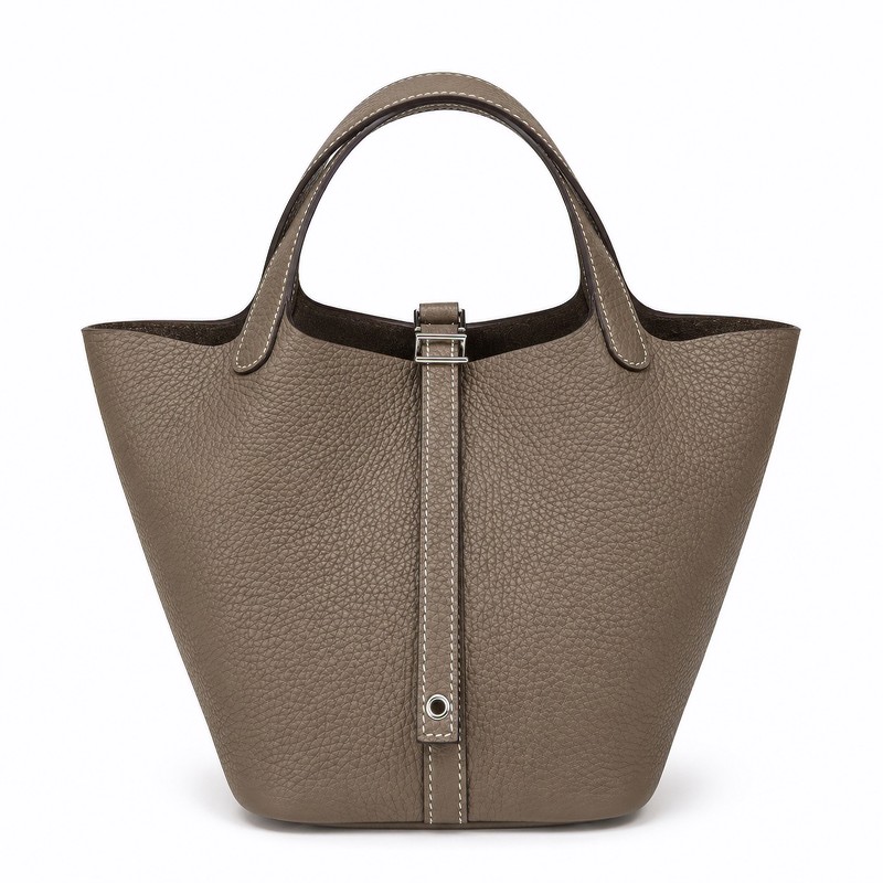 hermès picotin style elephant grey bucket bag – premium pebbled leather tote, quiet luxury handbag, elegant everyday carry for women hermès picotin style elephant grey bucket bag – premium pebbled leather tote, quiet luxury handbag, elegant everyday carry for women