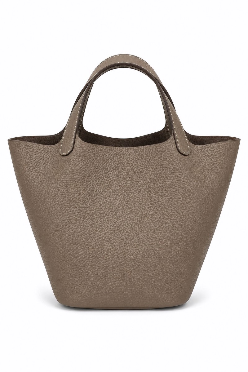 hermès picotin style elephant grey bucket bag – premium pebbled leather tote, quiet luxury handbag, elegant everyday carry for women hermès picotin style elephant grey bucket bag – premium pebbled leather tote, quiet luxury handbag, elegant everyday carry for women