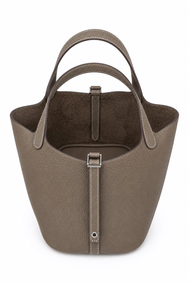hermès picotin style elephant grey bucket bag – premium pebbled leather tote, quiet luxury handbag, elegant everyday carry for women hermès picotin style elephant grey bucket bag – premium pebbled leather tote, quiet luxury handbag, elegant everyday carry for women