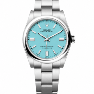 Rolex Oyster Perpetual 36mm Turquoise Blue Dial Automatic Watch