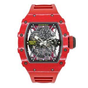 Richard Mille RM35-02 Rafa Nadal red carbon skeleton watch front view