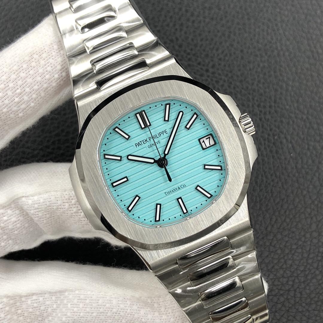 5711 homage watch side blue enamel crown detail view 5711 homage watch side blue enamel crown detail view
