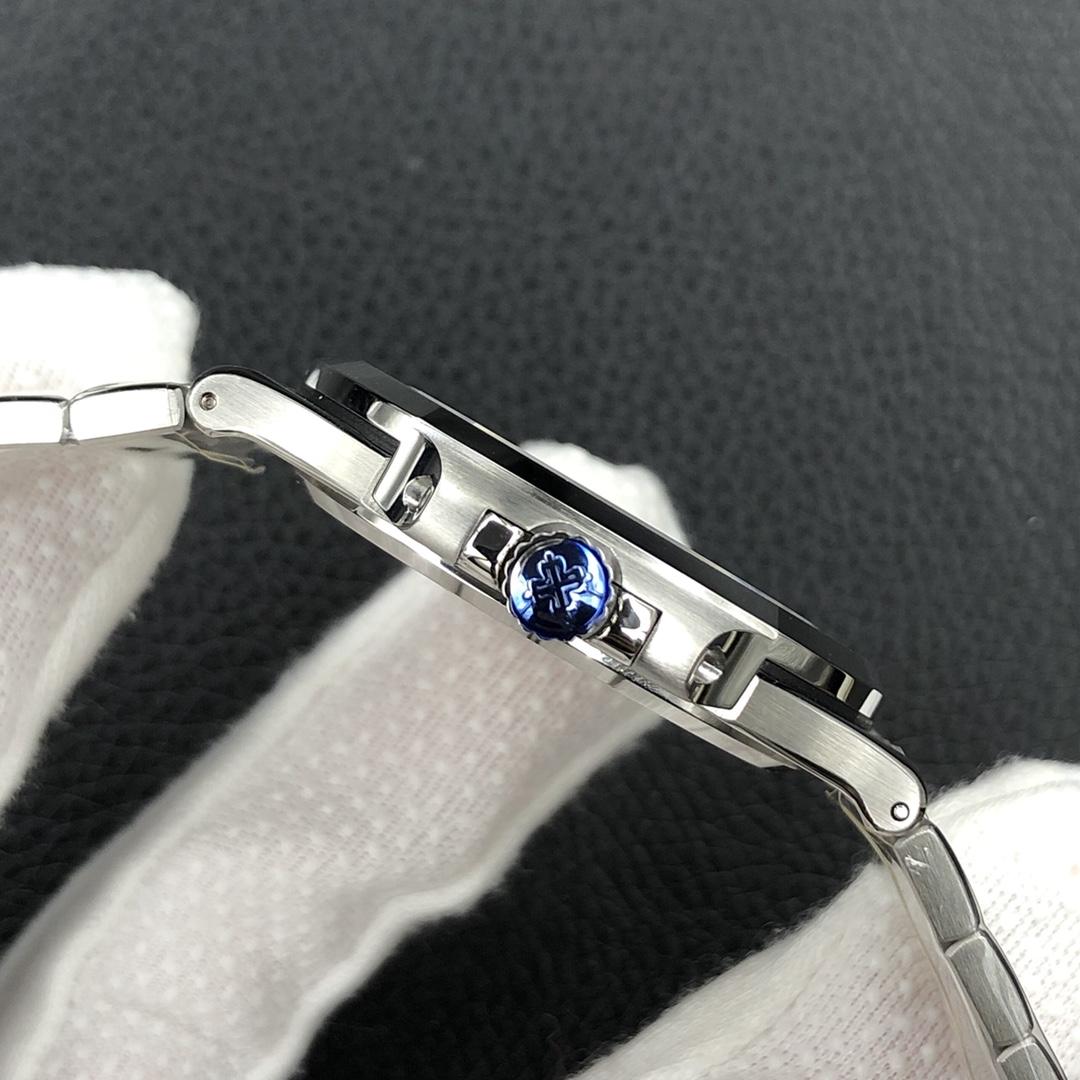 5711 homage watch side blue enamel crown detail view 5711 homage watch side blue enamel crown detail view