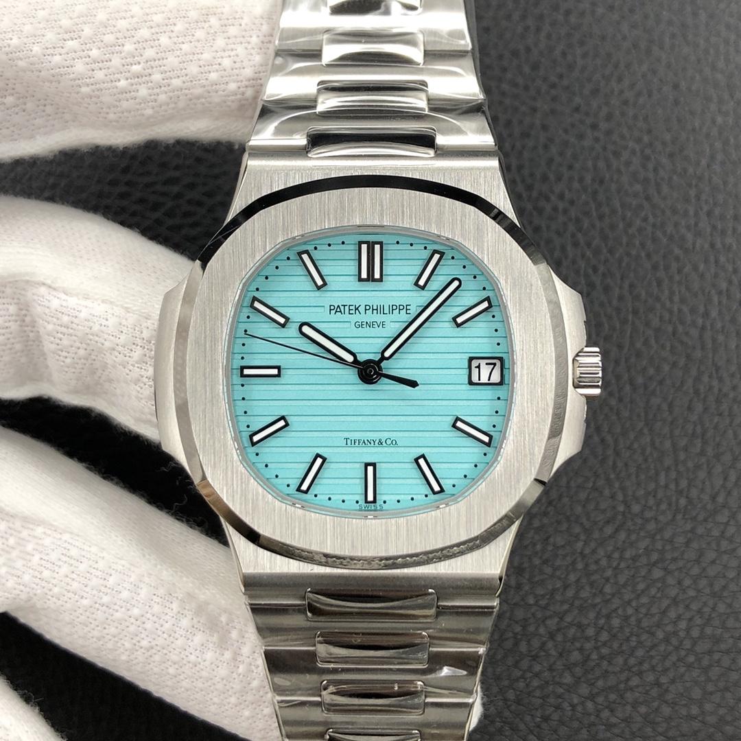 Full detailed shot of exclusive Tiffany turquoise dial 5711 homage watch Full detailed shot of exclusive Tiffany turquoise dial 5711 homage watch