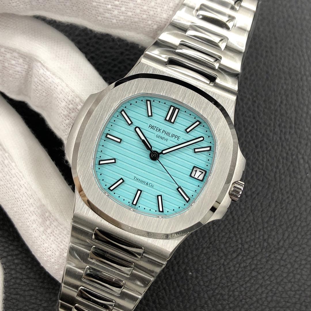 5711 Tiffany 170th anniversary homage watch tilted dial close up 5711 Tiffany 170th anniversary homage watch tilted dial close up