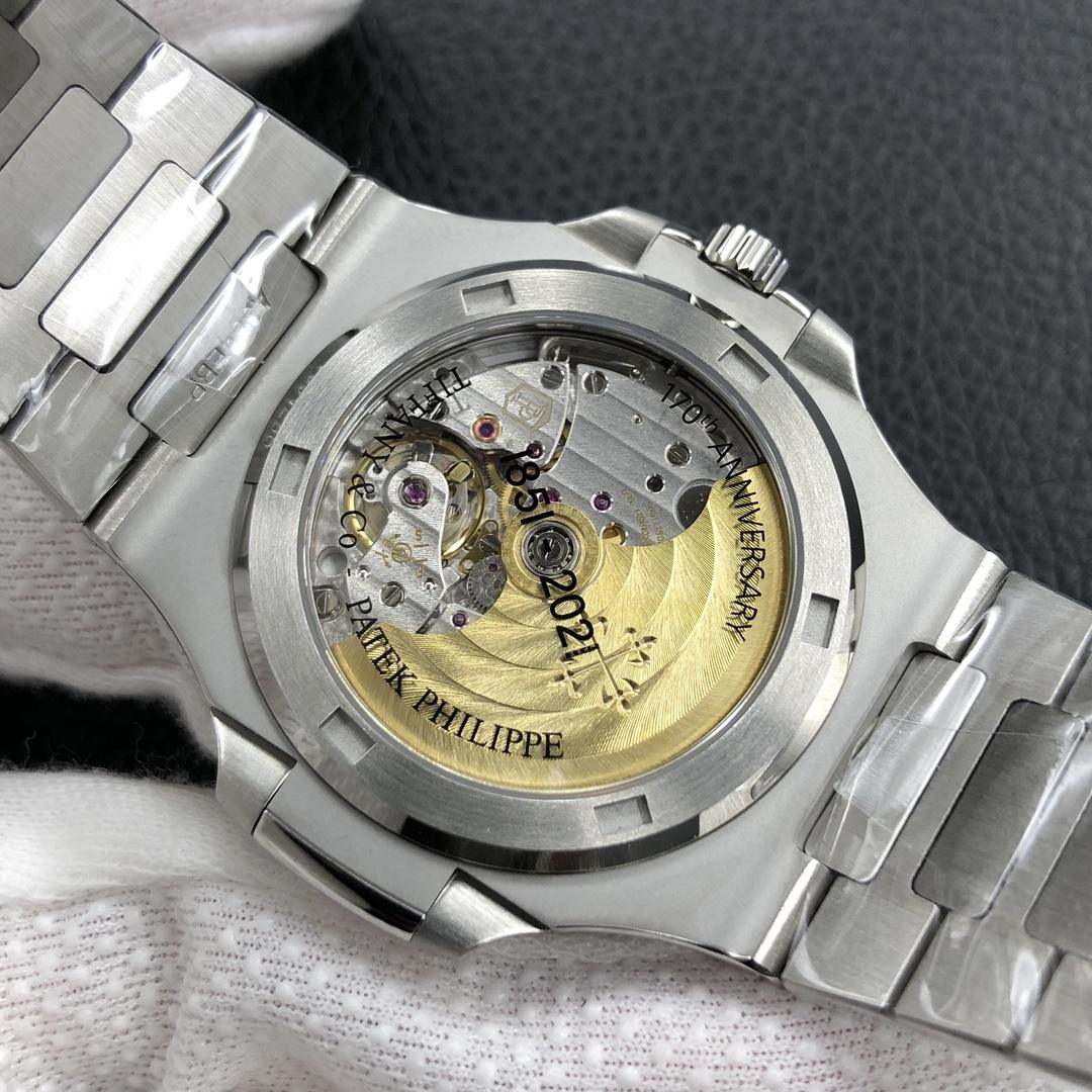 5711 Tiffany 170th anniversary homage watch transparent case back movement view 5711 Tiffany 170th anniversary homage watch transparent case back movement view