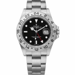 ROLEX 16570 watch 40mm Explorer II stainless steel watch full view on pure white background product display