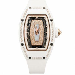 RM07-01 Watch Richard Mille white ceramic diamond full front view