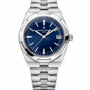 Straight front main product image of Vacheron Constantin Overseas 4500V 41mm full steel blue dial watch