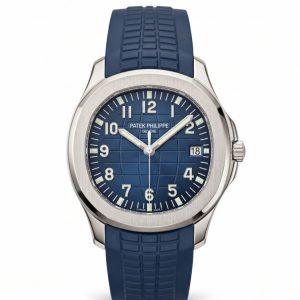 Studio product shot of patek 5168g status watch 42.2mm 18K white gold Aquanaut, clean isolated white background luxury timepiece