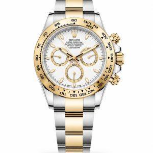 40mm Rolex Daytona 126503 two-tone white dial watch clean white background official product display