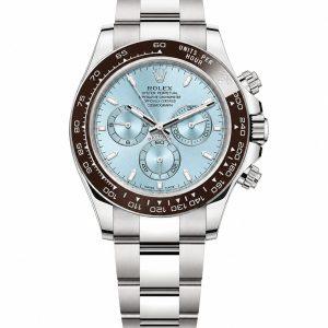 Rolex Daytona 126506 PT950 platinum ice blue dial full product shot on clean white background, elite luxury chronograph for elevating high social status